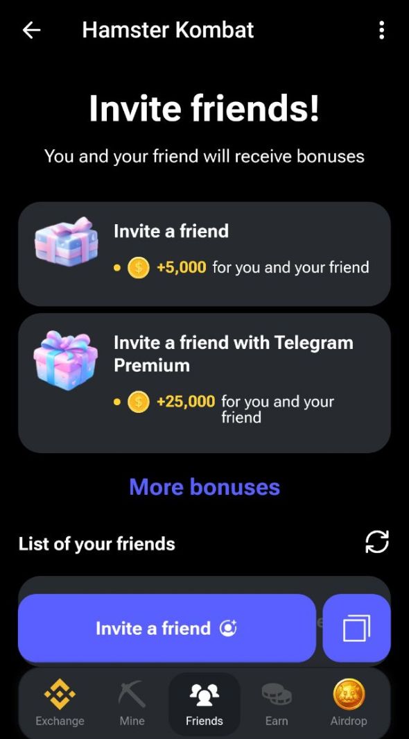 Additional bonuses for friends